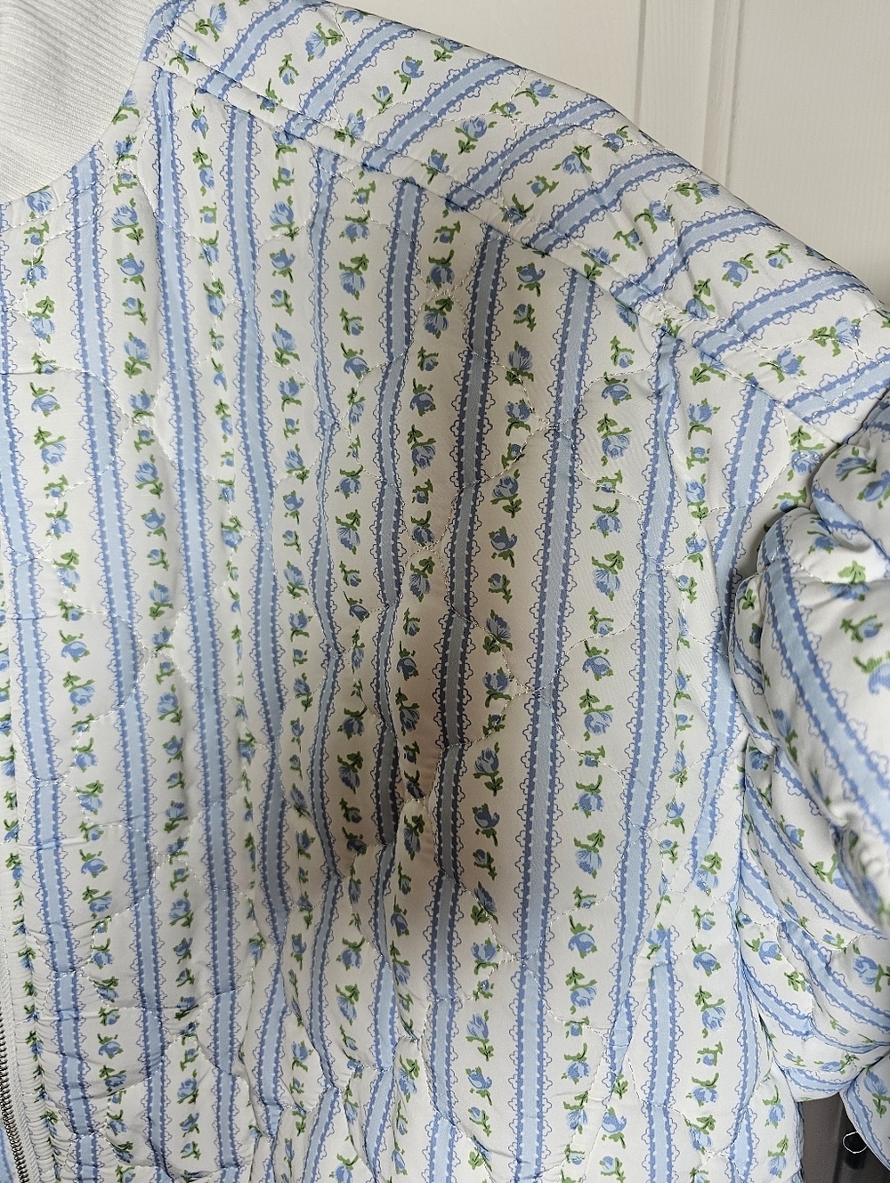 Mable NWT Oversized Lined Quilted Floral Bomber Jacket Cottage Core Size S - Picture 8 of 12